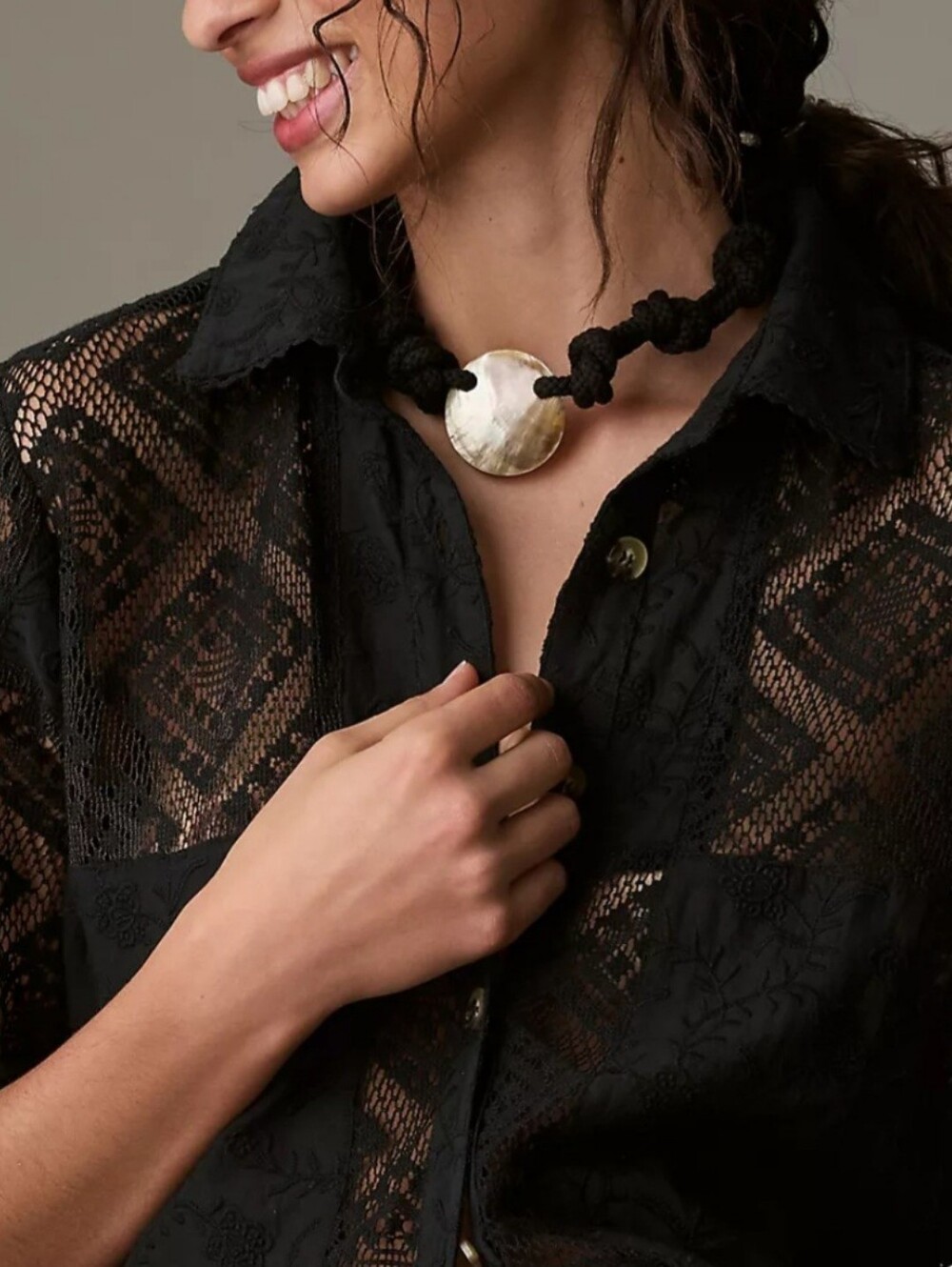 Farm Rio Lace Button Front Blouse - Picture 3 of 8